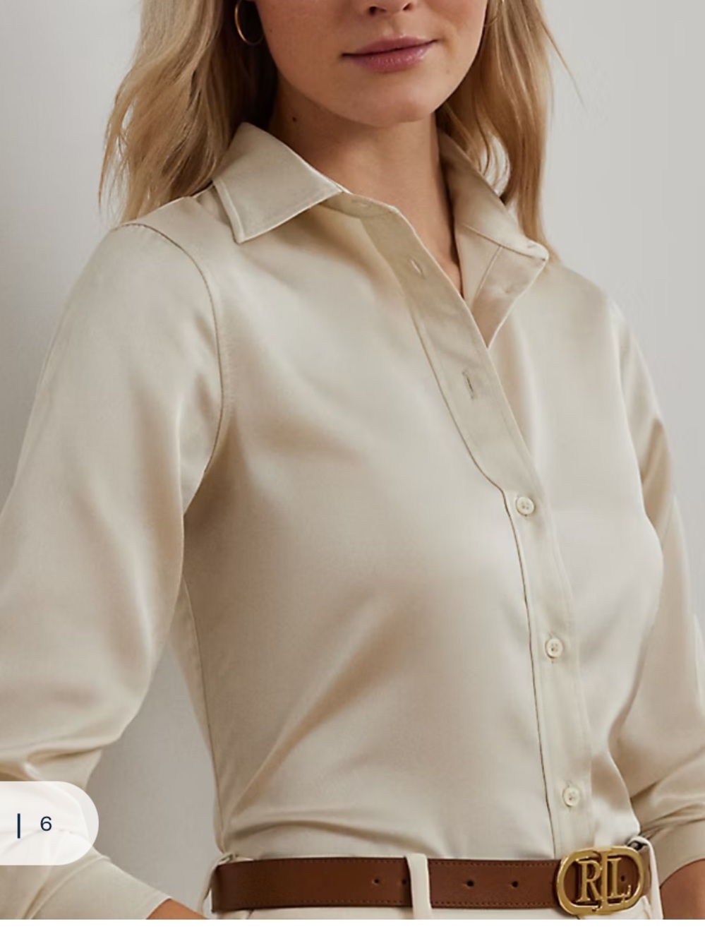 LAUREN RALPH LAUREN CLASSIC FIT SATIN CHARMEUSE SHIRT
MEDIUM